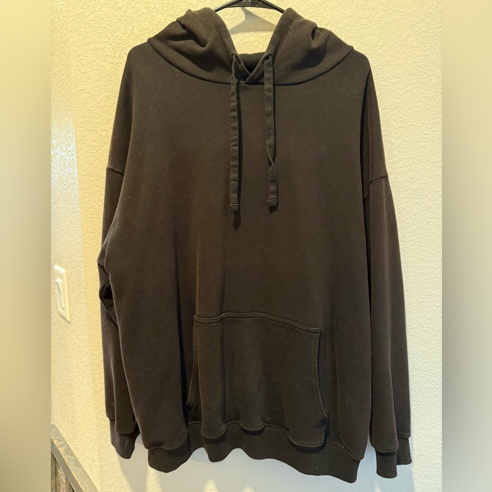 Aerie Offline Oversized Throw-Back Fleece Black Hoodie - Picture 2 of 5